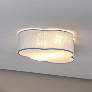 Stropné svietidlo Cloud, modré, dĺžka 43 cm, textil, oblak, E27
