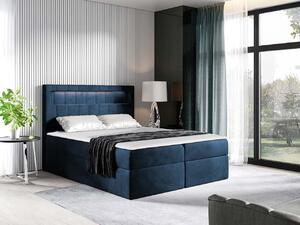 Americká dvojlôžková posteľ 200x200 RODRIGO - modrá + topper a LED osvetlenie ZDARMA