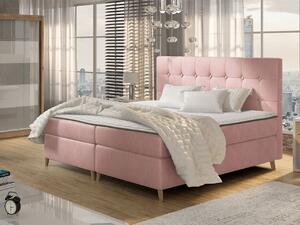 Boxspringová dvojlôžková posteľ 160x200 SERAFIN - ružová + topper ZDARMA