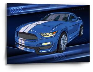 Sablio Obraz Mustang Modré pozadie s pruhmi - 90x60 cm