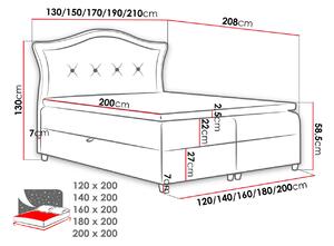 Kontinentálna manželská posteľ 180x200 VARIEL 1 - čierna + topper ZDARMA