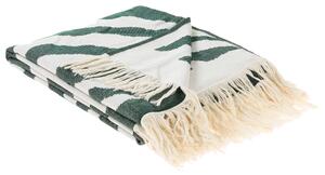 Deka zelená akryl polyester 130 x 170 prikrývka na posteľ kvetinový vzor strapce obývačka spálňa