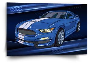 Sablio Obraz Mustang Modré pozadie s pruhmi - 120x80 cm