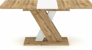 Signal Jedálenský stôl EXEL, dub wotan / BIELA MATNÁ 140(180)X85 (D)