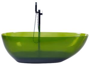 Voľne stojaca vaňa priehľadná zelená z materiálu solid surface 169 x 78 cm oválne pre jednu osobu moderný dizajn