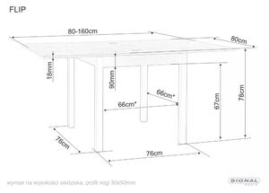 Signal FLIP jedálenský stôl, dub artisan / ČIERNA 80(160)X80