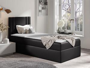 Americká jednolôžková posteľ 80x200 VITORIA MINI - čierna ekokoža, ľavé prevedenie + topper ZDARMA