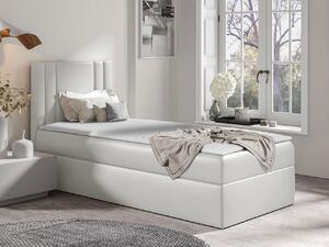 Americká jednolôžková posteľ 80x200 VITORIA MINI - krémová ekokoža, ľavé prevedenie + topper ZDARMA