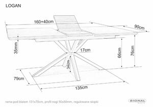 Signal LOGAN ORECH/ČIERNY jedálenský stôl 160(200)X90