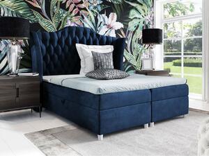 Boxspringová jednolôžková posteľ 120x200 TERCERO - modrá + topper ZDARMA