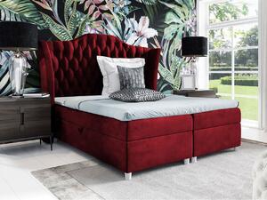 Boxspringová manželská posteľ 140x200 TERCERO - červená + topper ZDARMA