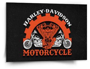 Sablio Obraz Harley-Davidson motor Čierne pozadie - 150x110 cm