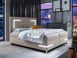 Boxspringová manželská posteľ 180x200 MADENA - béžová + topper a LED osvetlenie ZDARMA