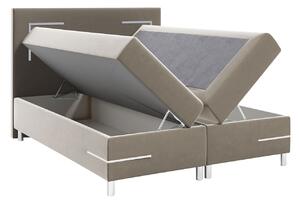 Boxspringová jednolôžková posteľ 120x200 MADENA - čierna ekokoža + topper a LED osvetlenie ZDARMA