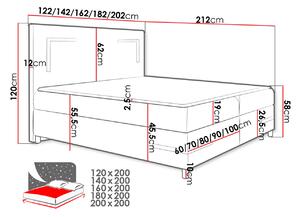 Boxspringová manželská posteľ 140x200 MADENA - červená + topper a LED osvetlenie ZDARMA