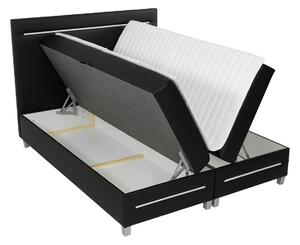 Boxspringová manželská posteľ 160x200 MARIELA - šedá ekokoža + topper a LED osvetlenie ZDARMA