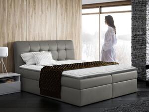 Hotelová manželská posteľ 140x200 LUPE - šedá eko koža + topper ZDARMA