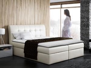 Hotelová manželská posteľ 160x200 LUPE - béžová eko koža + topper ZDARMA