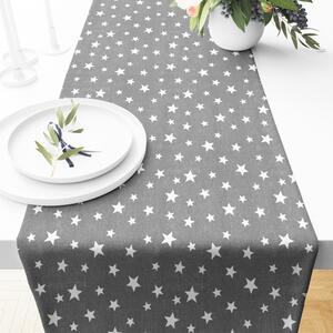 Ervi bavlnený behúň na stôl - hviezdičky na šedom