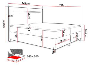 Boxspringová manželská posteľ 180x200 MARIELA - červená + topper a LED osvetlenie ZDARMA