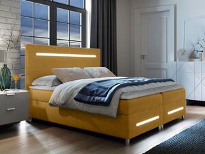 Boxspringová manželská posteľ 180x200 MARIELA - žltá + topper a LED osvetlenie ZDARMA