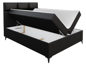 Americká manželská posteľ 180x200 MERCHE - čierna ekokoža + topper ZDARMA
