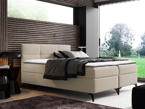 Americká manželská posteľ 180x200 MERCHE - béžová ekokoža + topper ZDARMA