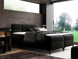 Americká manželská posteľ 180x200 MERCHE - čierna ekokoža + topper ZDARMA