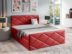 Kontinentálna manželská posteľ 160x200 MATIA - červená ekokoža + topper ZDARMA