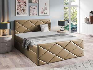 Kontinentálna manželská posteľ 160x200 MATIA - hnedá ekokoža + topper ZDARMA