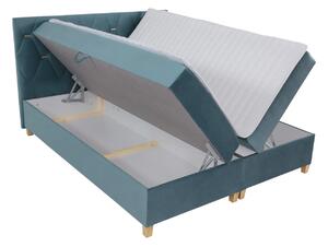 Boxspringová dvojlôžková posteľ 140x200 LUELA - horčicová + topper ZDARMA