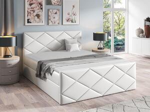 Kontinentálna manželská posteľ 180x200 MATIA - biela ekokoža + topper ZDARMA