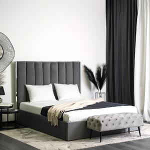 - Luxusná čalúnená posteľ EMILIO FARBA: sivá
