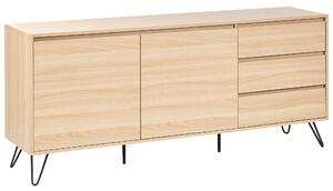 Komoda s 2 dvierkami svetlohnedá drevotriesková doska s 3 zásuvkami minimalistický dizajn spálňa