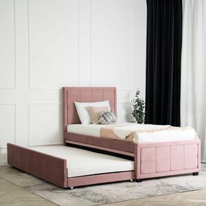 - Rozkladacia čalúnená posteľ ELIF FARBA: ružová, ROZMER: 90 x 200 cm