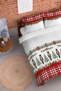 Vianočné posteľné obliečky červené s Luskáčikom Červená