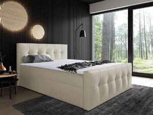 Hotelová manželská posteľ 200x200 ORLIN - béžová ekokoža + topper ZDARMA