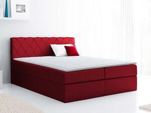 Boxspringová manželská posteľ 200x200 PABLA - červená + topper ZDARMA
