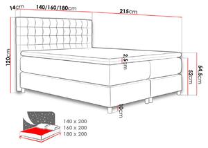 Manželská čalúnená posteľ 140x200 SADIE - svetlá šedá + topper ZDARMA
