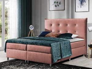 Manželská čalúnená posteľ 140x200 RUFA - ružová + topper ZDARMA
