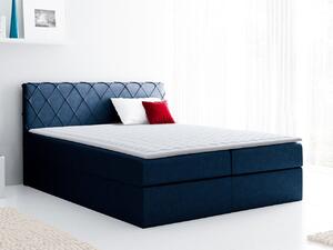 Boxspringová jednolôžková posteľ 120x200 PABLA - modrá + topper ZDARMA