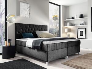 Hotelová manželská posteľ 160x200 RUSK - čierna + topper ZDARMA
