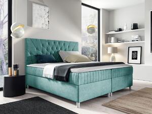 Hotelová manželská posteľ 160x200 RUSK - svetlá modrá + topper ZDARMA