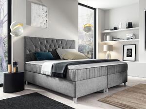 Hotelová manželská posteľ 180x200 RUSK - šedá + topper ZDARMA