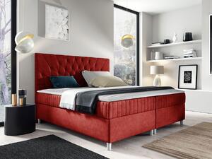 Hotelová manželská posteľ 140x200 RUSK - červená + topper ZDARMA