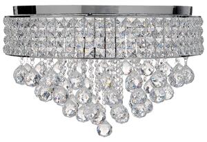 Luster strieborný železný chrómovaný povrch závesná lampa s kryštálikmi glamour štýl obývacia izba jedáleň