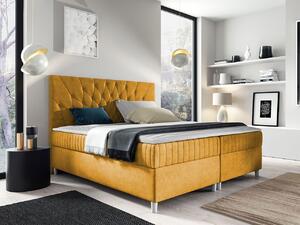 Hotelová manželská posteľ 140x200 RUSK - žltá + topper ZDARMA