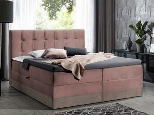Boxspringová jednolôžková posteľ 120x200 SANDIA - ružová / hnedá + topper ZDARMA