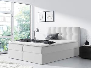 Hotelová manželská posteľ 200x200 KOLDBY - biela ekokoža + topper ZDARMA