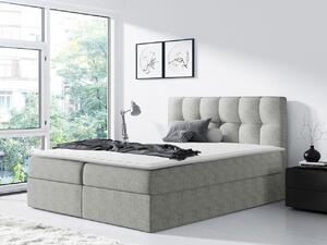 Hotelová manželská posteľ 140x200 KOLDBY - svetlá šedá + topper ZDARMA